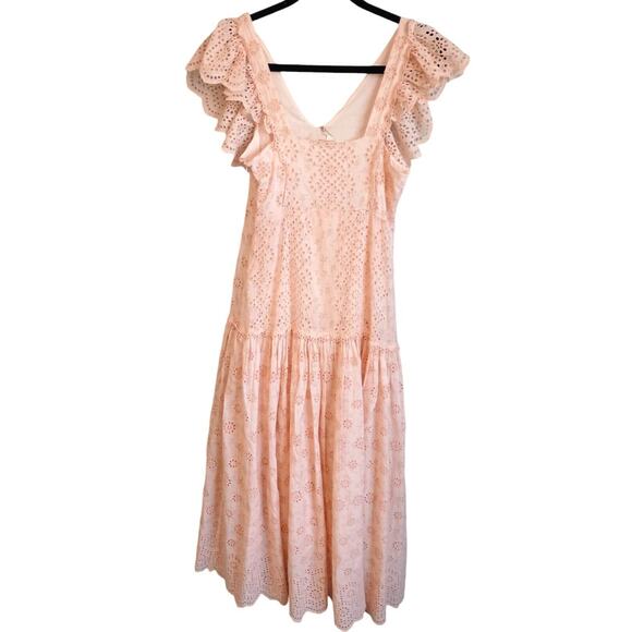 LoveShackFancy Crissilda Dress Pink Parfait Eyelet Maxi Dress Small NWT - Picture 4 of 7
